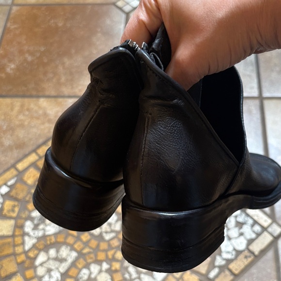 A.S.98 Open-Toe Black Leather Zip Sandals - Picture 3 of 7